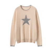 Pull en cachemire pur à motif étoile 100 % pour femme – Collection Hot Sale
