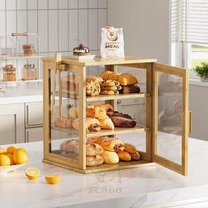 <b>Large</b> 3-Layer Rectangle Bamboo Food Storage Bread <b>Box</b> with Window for Kitchen Countertop - Product Image 4