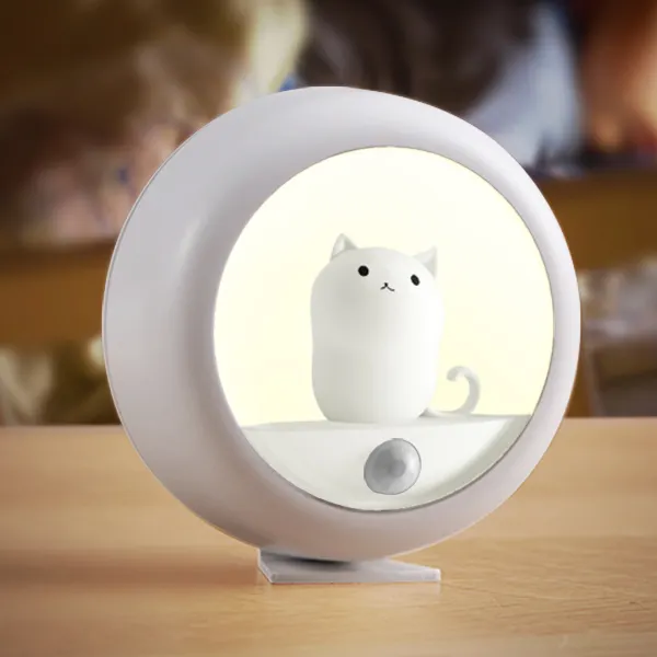 Table desk cute cat lamp battery led sleep light motion sensor colorful mood night light