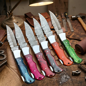 High Quality Damascus Steel Folding Blade Pocket <b>Knife</b> Wholesale Factory Rates wood Handle Tactical Application - Product Image 2