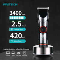 Tondeuse à cheveux professionnelle PRITECH de haute qualité, technologie avancée, réglage de la vitesse, avec base de charge