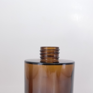 Chai Tròn Hương Liệu Màu Hổ Phách Vai Phẳng 200Ml Chai Thủy Tinh Mỹ Phẩm Có Nắp Trong - Product Image 5