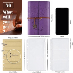 Văn Học Cổ Điển PU da bìa cứng A6 Nhật Ký máy tính xách tay với nổi bướm thiết kế Loose-Leaf cho các trường học & đi du lịch - Product Image 4