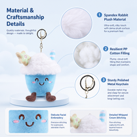 Peluche super douce 100% polyester, poupée en forme de tasse à glace brodée, jouet anti-stress