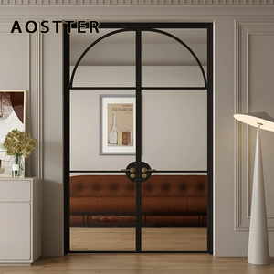AOSTTER Porta a Battente in Alluminio Curvo di Alta Gamma con Design Vintage Distintivo e Pannello Trasparente per Ambienti Architettonici - Product Image 1