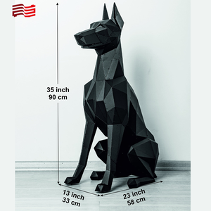 Doberman industrial de baja poligonal sentado escultura de perro de Metal galvanizado decoración de arte moderno <span class=keywords><strong>para</strong></span> uso en interiores y exteriores - Product Image 5