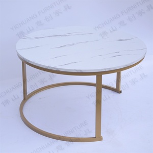 Tavolino da caffè per la casa da salotto rotondo in ferro bianco moderno - Product Image 3