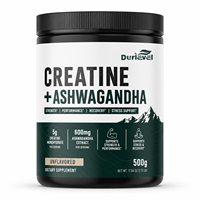 Poudre de créatine biologique USDA et Ashwagandha, soutien adaptogène, non-OGM, végétalien, GMP, casher, en sachet individuel, échantillonnage rapide