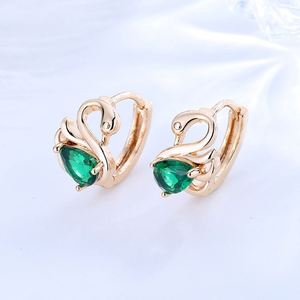 Pendientes de Oro de 18K con Circonita Cúbica en Forma de Cisne, Joyería para Mujer, Modelo Huggies 2023 - Product Image 5