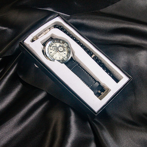 Men's Watch <b>Gift</b> <b>Set</b> With Bracelet Quartz Movement Imitation Leather Strap One Piece Buckle Durable Holiday <b>Gift</b> Box Packaging - Product Image 3