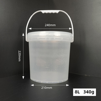 Petit seau à eau en plastique transparent rond étanche personnalisé imprimé petit bidon personnalisé 8L