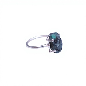Minimalist 925 Sterling Silver <b>Ring</b> With Natural <b>Turquoise</b> Prong Setting Gemstone Everyday Wear Unisex Jewelry - Product Image 1