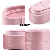 Boîte à bagues ovale portable en velours, élégante boîte de présentation de bijoux, vente en gros, boîte d'emballage de bagues personnalisable avec logo, boîte de rangement multi-emplacements pour bagues