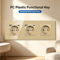 Prise murale triple UBARO série F 228 mm 16A avec panneau en verre trempé ABS, ports USB-A et Type-C, 3 prises Schuko, alimentation électrique CN