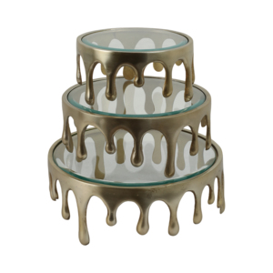 Set di 3 vassoi decorativi a più livelli in vetro e alluminio per centrotavola da caffè e esposizione di gioielli - Product Image 3
