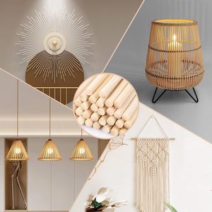 Palitos redondos de madera para proyectos de manualidades, construcción de modelos de casas y barcos, suministros de arte creativo para niños - Product Image 4