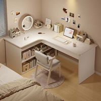 Bureau d'angle en L avec étagère intégrée et tiroir, en bois extra épais, idéal pour ordinateur, maison, étudiant, chambre, bureau