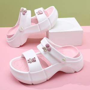 <b>Wedges</b> Sandals Women Soft Sole Anti Odor Open Toe Thick Heel Summer Outdoor Wear <b>Black</b> Pink White Beige - Product Image 3
