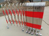 Bolardo de Acero Inoxidable, Barrera de Tráfico Retráctil, Barrera de Seguridad Móvil con Ruedas, Barandilla Telescópica Iluminada para Control de Multitudes