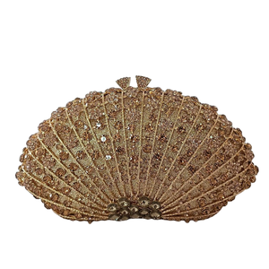 Daffgui Women Crystal <b>Shell</b> Clutch Evening Bag With Detachable Chain Formal Handbag Gold Beaded Sparkling Rhinestone Purse - Product Image 3