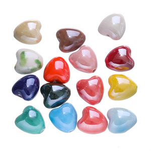 Perles en céramique en forme de cœur de couleur bonbon, 12x13mm, pour la fabrication de bracelets, perles espacées, accessoires de bijoux, DIY - Product Image 4