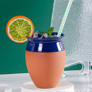 10oz azul con color marrón <span class=keywords><strong>artesanal</strong></span> hecho a mano Talavera Jarritos arcilla mexicana tazas de cerámica con logotipo personalizado - Product Image 3