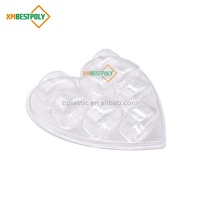 Barquette de présentation en plastique PET transparent en forme de cœur à 8 cavités pour macarons, biscuits, baklavas et autres friandises