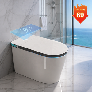 WC intelligent monobloc avec bidet intégré, éclairage d'ambiance LED, sans rebord, chasse d'eau automatique, siège chauffant et séchage à air chaud pour salle de bain - Product Image 2
