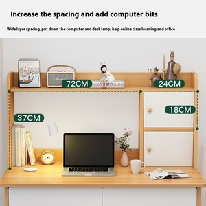 Escritorio y Estantería Integrados de Estilo Moderno, Mesa de Computadora de Madera con Panel Simple <span class=keywords><strong>para</strong></span> Dormitorio, Estudio y Escritura - Product Image 2
