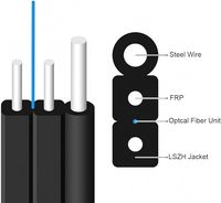Kabel Drop Fiber Optik FTTH 2 Core 4 Core GJXH Single Mode G652D/G657A1 LSZH/PVC Jacket FRP Strength Member