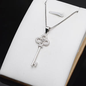 Pendentif clé en argent S925 avec 5-6 perles, accessoire de coiffure personnalisé pour femme, plateau d'accessoires DIY semi-fini, collier tendance 701 - Product Image 2