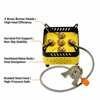Réchaud à gaz butane pliable 10500W à cinq brûleurs coupe-vent avec allumeur, vente en gros OEM pour le camping, la randonnée et les pique-niques en extérieur
