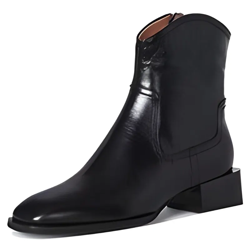 Fall Winter Comfort Stylish Leather Chelsea Ankle Boots Women Slip Booties Women's Flat Shoes