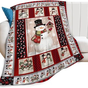 Couverture en flanelle à carreaux flocons de neige, couverture de sieste réversible, douillette et chaude pour lit, canapé, fauteuil, impression personnalisée OEM ODM - Product Image 5