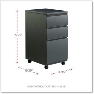 Alera PBBBFCH Armoire de classement à piétement métallique à trois tiroirs avec tiroir coulissant pleine longueur 14 7/8 X 19 1/8 Charbon - Product Image 2