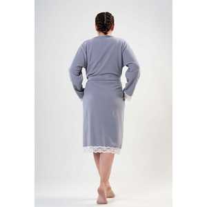 Robe de chambre en dentelle pour femmes, grise, à manches longues, tricotée, douce, classique, vêtements de nuit, XXL - Product Image 1