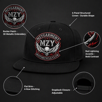 Casquette Snapback 5 Panneaux en Twill Vintage Personnalisée OEM avec Broderie 3D et Impression en Relief Logo Club Moto Casquette à Visière Plate