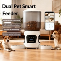Distributeur automatique de nourriture pour animaux de compagnie fiable avec caméra, ABS 6L, double bol, Wifi, pour l'alimentation de plusieurs chats et chiens