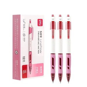 Deli S09 Red Gel Pen 0.5mm Push Button For Office School Use - Product Image 2