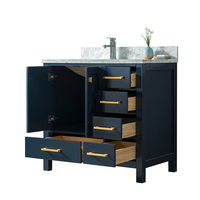Meuble-lavabo de salle de bain autoportant moderne avec armoire de style Shaker et plan de travail en marbre