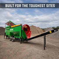 Crible mobile à grande capacité, robuste, pour la séparation des couches supérieures de terre, du compost, des déchets de construction, du sable et du gravier