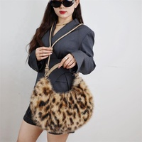 Sac à main hobo Zeyu en fausse fourrure léopard moelleuse de luxe, sac à bandoulière rétro avec nœud décoratif, sac fourre-tout tendance pour femme, idéal pour le shopping quotidien en hiver