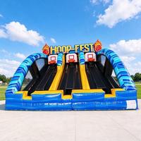 Hoop Fest Jeu de tir au basket gonflable à 3 pistes, compétitif multijoueur, pour la location événementielle