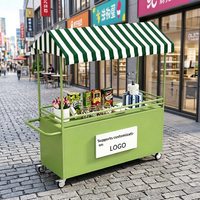 Chariot de Restauration Mobile Personnalisable en Fer Forgé avec Auvent – Stand de Vendeur Ambulant pour Marché Extérieur et Vente de Snacks de Nuit