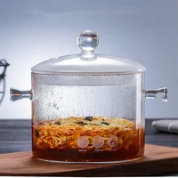 Marmite en verre transparent en borosilicate épais résistant à la chaleur et à la chaleur