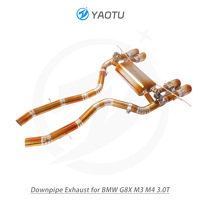 YT pipa knalpot Aloi Titanium, pipa knalpot dua sisi empat outlet dan katup untuk BMW G8X M3 M4 3.0T, emas panggang