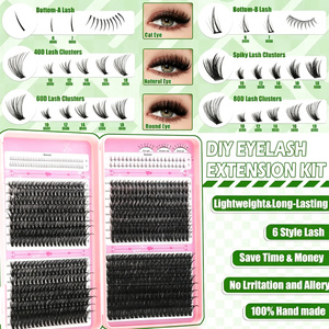 Wholesale 80D &100D Super Thick Volume Fluffy <b>Cluster</b> LashesDeluxe Gift Set PrivateLabel Multi-Style Luxury Lash <b>Cluster</b> Kit - Product Image 3