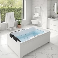 Baignoire intelligente carrée en acrylique de style moderne et luxueux pour couple, double bain à remous, massage, douche cascade, adaptée aux familles