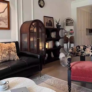 Mueble de Exhibición para Sala de Estar, Estilo Retro Francés Canadiense, Madera Maciza Ecológica, <span class=keywords><strong>con</strong></span> Puerta de Vidrio, para Espacios Pequeños, Personalizable - Product Image 4