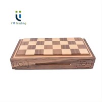 YUMING Deluxe 2 en 1 Jeu d'échecs et de backgammon en bois Série incrustée de style classique pour le divertissement